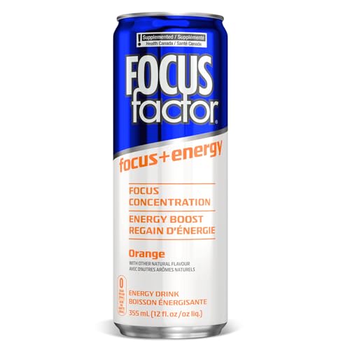 FOCUS FACTOR Energy Drink - 12 x 355ml Cans (Orange Flavour) - with Focus + Energy - Lightly Carbonated, Sugar Free, Low Calorie with Vitamin B6 & Vitamin B12 - Image 3