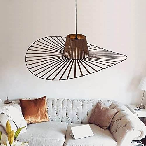 GLZXMQBP Vertigo Retro Lampadario A Sospensione Lampadario Soggiorno, Retro Vertigo Sospensione Fibra di Vetro + Poliuretano Lampadario Design Cappello Thane, Altezza Luce Regolabile E27,Café,80CM