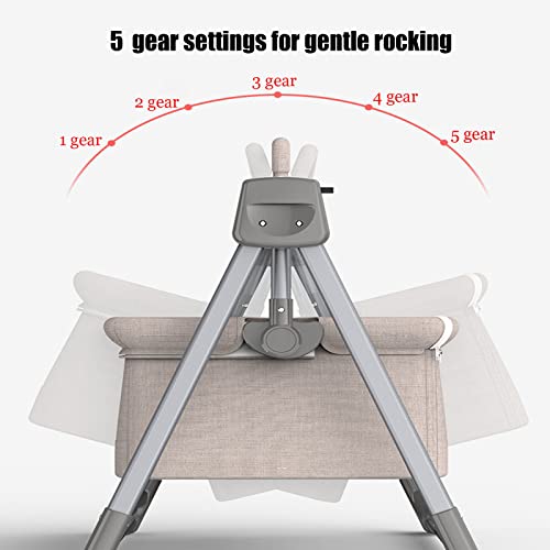 Bueuwe Portable Electric Baby Cradle Baby Swing Crib, 5-gear Microwave Adjustable Rocking Cribs,Foldable Bedside Bassinet with Music and Timing for Infant Newborn,gray - Image 4