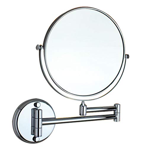 LCARY Espejo de tocador de Maquillaje, Espejo de Belleza de Aumento 3X, Espejo cosmético montado en la Pared de Dos Caras, Espejo de baño Extensible Giratorio de 360 ​​°, Plateado