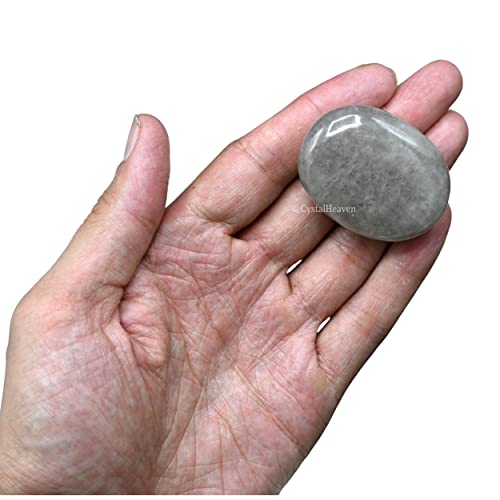 Image of Crystal Heaven Certified Smoky Quartz Crystal Palm Pebbles Stones for Anxiety Stress Relief Massage - AAA Grade Original Healing Gemstone Agate Palm Stone for Yoga Meditation Spiritual Reiki Feng Shui