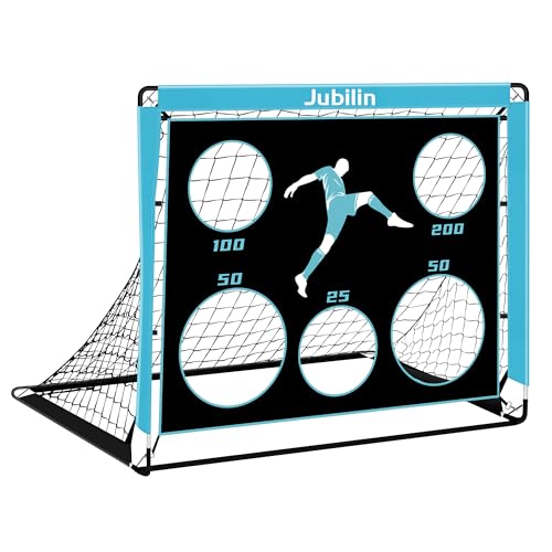 Jubilin Football Goal, 3 Modes Football Goals for Kids Set with Footballs Training Equipmen, Foldable Net Post for Indoor Outdoor Kids Adults