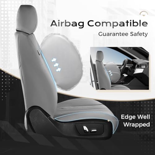 Image of Coverado Car Seat Covers Full Set, Seat Covers for Cars, Front Seat Covers and Back Seat Cover Waterproof Leather Automotive Seat Cover, Universal Car Interior Protectors Cushion for Most Cars
