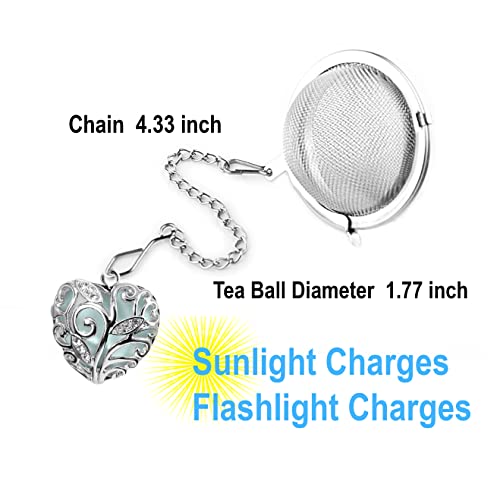 Nstaygate 2Pcs Tea Infuser Tea Strainers For Loose Tea Luminous Heart Pendant Loose Leaf Tea Steeper Tea Ball Handmade Fluorescent Stone Tea Diffusers For Loose Tea Tea Sets For Women #TOP2