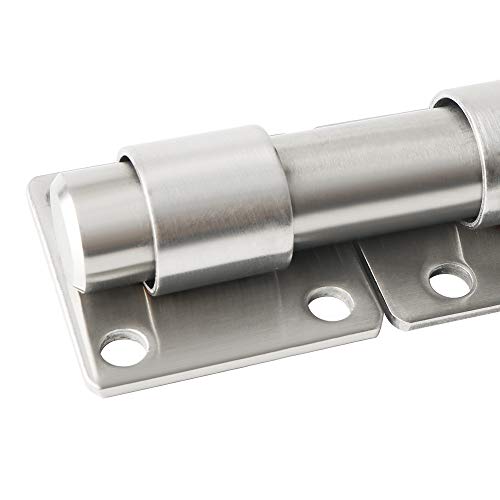 Alise Slide Bolt Gate Latch,Padlock Latches Heavy Duty Barrel Bolts Safety Door Lock,Double Sided Gate Hardware For Fence Gate,Ms8000-Ls 6 Inch Solid Sus304 Stainless Steel Brushed Nickel #TOP6