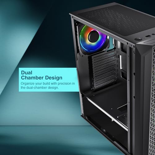 Image of FINGERS Commando-E14 Full ATX PC Cabinet with Dual Chamber Design, 4 Multi-Colour RGB Fans for High-Performance Cooling, Toughened Glass Side Panel, Magnetic Dust Filter, USB 3.0 Port