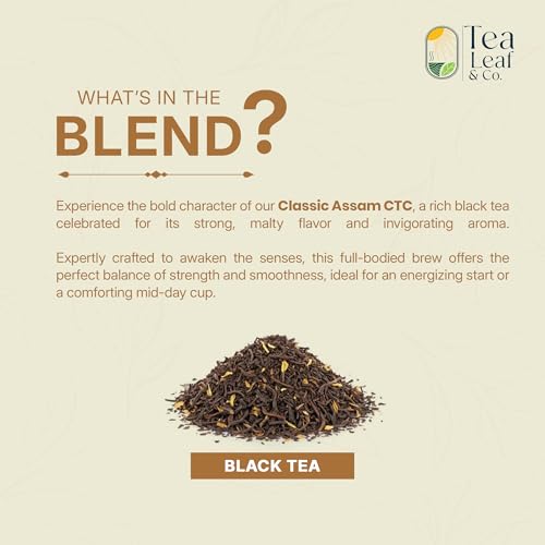 Image of Tealeaf & Co. Classic Assam CTC Chai - 100% Pure Loose Leaf Black Tea - Low Caffeine Premium Tea - Upto 50 Servings (3.52oz /100gm)