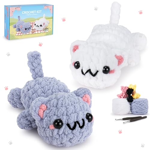 Crochet Kit for Beginners - 2PCS Kitty Crochet Kit...