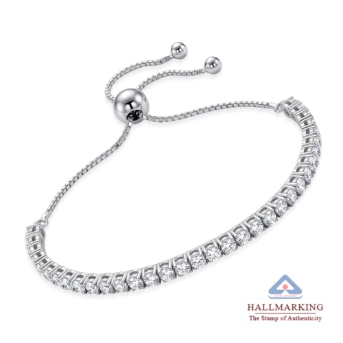 Image of TRUESILVER ACPL 925 Sterling Silver Sliding Bolo Bracelets for Women | BIS Hallmarked Fancy Link Rolo Design Bracelet | Adjustable Slider Chain Bracelet Gift for Birthday Anniversary Wedding