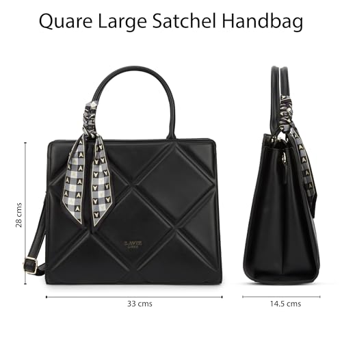 Image of Lavie Luxe Women's Quare25 Medium Debossed Satchel Handbag for Women | Satchel Bag for Work | Ladies purse | Stylish Shoulder Bag | Gift for Women