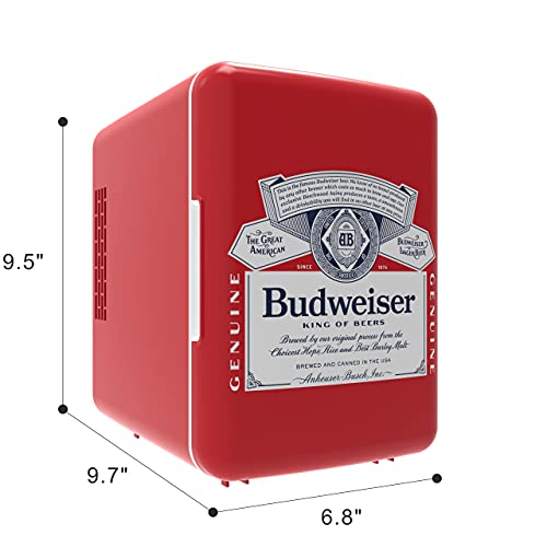 Budweiser MIS135BUD, Mini Portable Compact Personal Fridge Cooler, 4