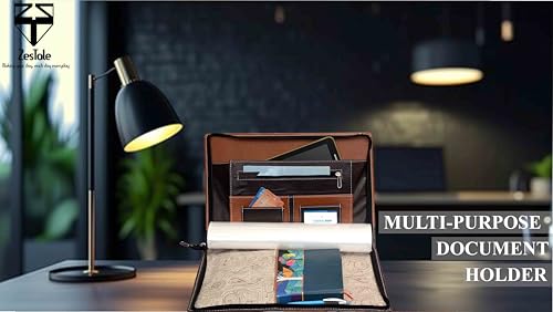 Image of ZesTale Faux Leather Professional Files and Folders | Conference Folder | Certificate Holder | Documents Folder with 20 Leaf | File folders for documents (Size: B4, Colour- Brown)