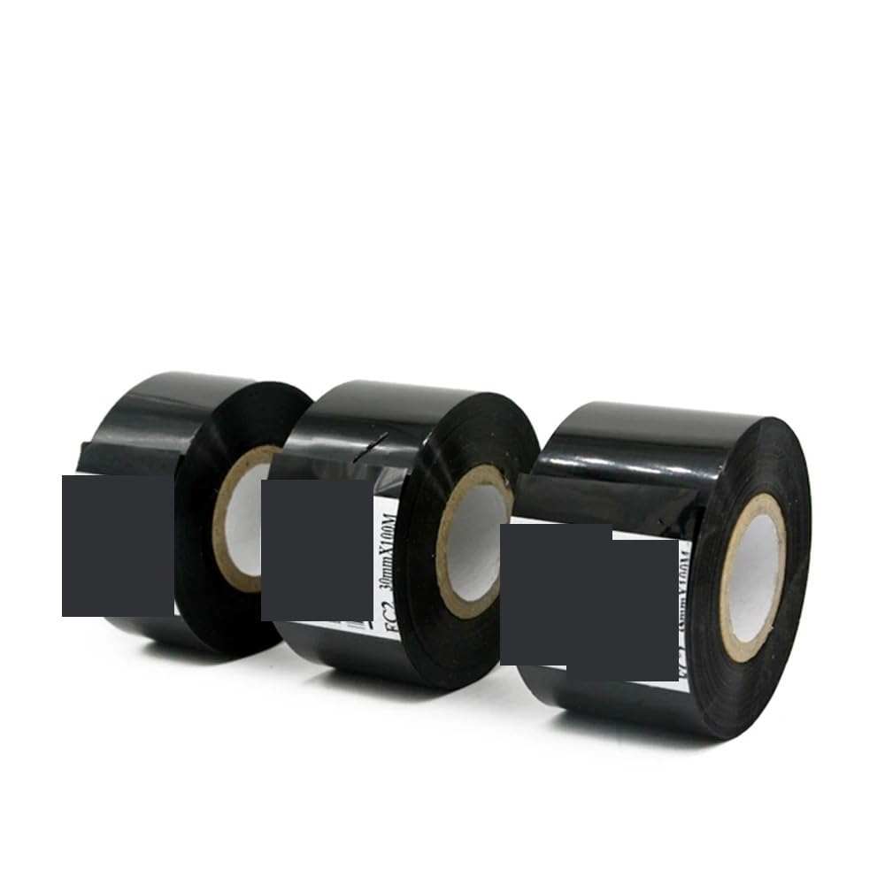 Prägemaschine, Thermotransferband for Banddruckmaschinen, 30 x 100 m, Datumsdruckerzubehör, schwarz, 30 mm Breite(10pcs)