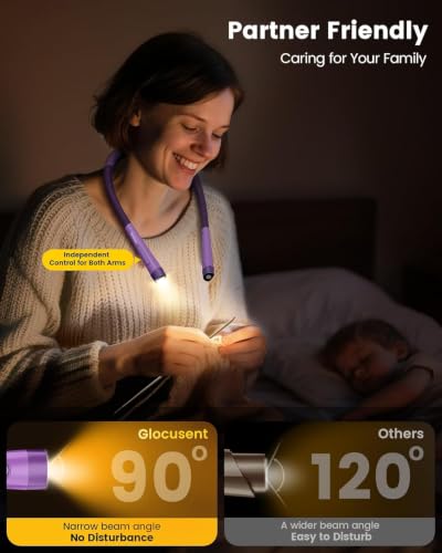 Image of Glocusent Neck Light with Timer, 100 Hours Book Light for Bedtime Reading