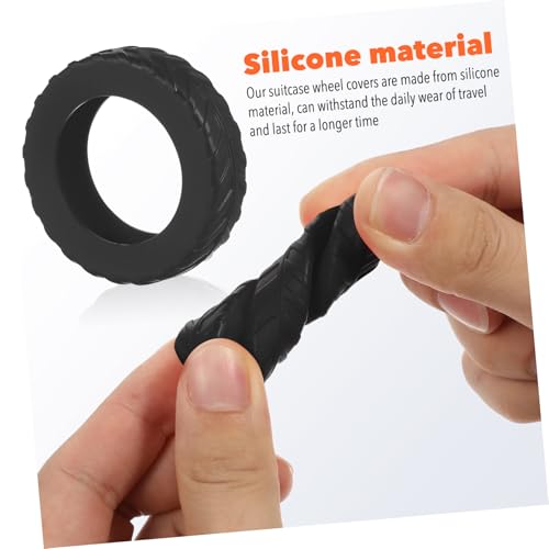 8pcs Silicone Luggage Wheel Protectors Mute and Shock-absorbent Suitcase Wheel Covers Nonslip Design for Standard Easy Installation Black3