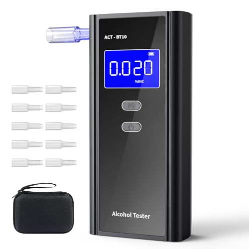Image of Homealexa Breathalyzer for Alcohol, Portable Alcohol Tester with Digital BAC Display, High Accuracy Sensor, 3-5s Fast Test, Personal Breathalyzer with 10 Mouthpieces for Home Party Use