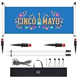 Yaocom Outdoor Horizontal Banner Post Size up to 3 ft x 10 ft Outdoor Advertising Displays Stand Portable and Weather Resistant Banner Stand with Ball Bungee Cords for Yard Sign Displays