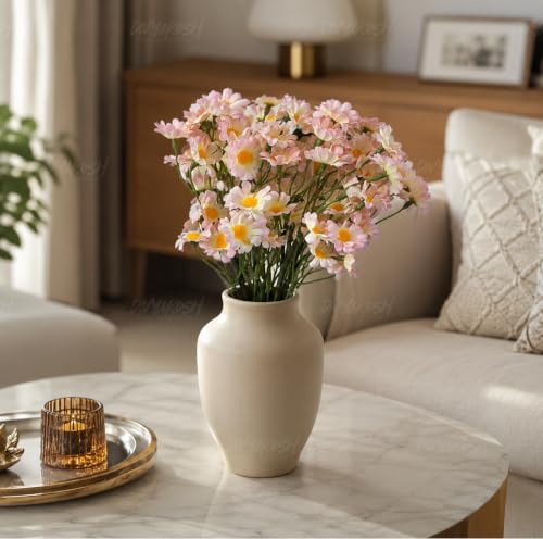 Image of Divyakosh Artificial Daisy Flowers Bunch for Home Decor, Pack of 5 with 150 Multicolour Flowers, Faux Floral Arrangement for Vase, Living Room, Wedding, Festive & Party Decoration