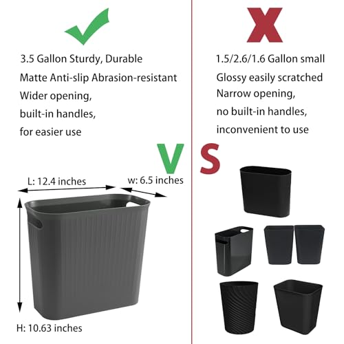 Caneca de basura rectangular pequeña 3.5 gal plástico gris miniatura 3