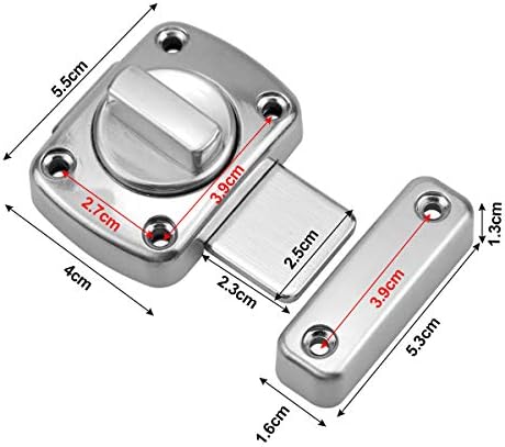 Kissral Lock for Door Latch Stainless Steel Lock Hasp Bolt for Cupboard Gate Outdoors Bedroom Front Door Applicable to Various Doors Silver