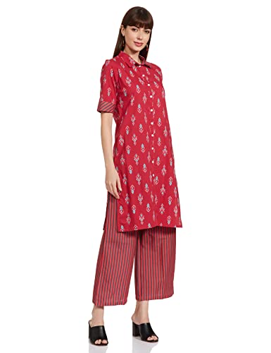 Image of Amazon Brand - Myx Women's Printed Kurta and Pant Set in Cotton (Available in Plus Sizes)