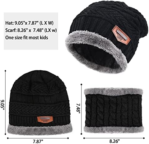 Toddler Kids Boys Girls Winter Warm Knit Beanie Hat Cap Neck Scarf Set with Fleece for 3-10 Year Old Baby Gifts 2 41YrrbfTLML. AC