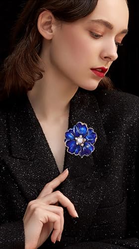 Image of Rhinestone Flower Pin Camellia Drop Oil Brooch Big Large Rose Bouquet Brooch Pin Pearl Daisy Peony Brooch Lapel Pins Elegant Clothing Hat Bag Skirt Accessories for Women
