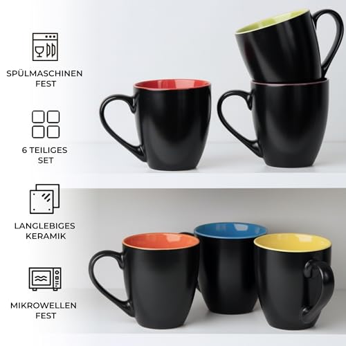 Foto von MIAMIO - 6 x 350 ml Kaffeetassen/Kaffeebecher Set - Tassen Set 6er Modern - Le Papillon Kollektion
