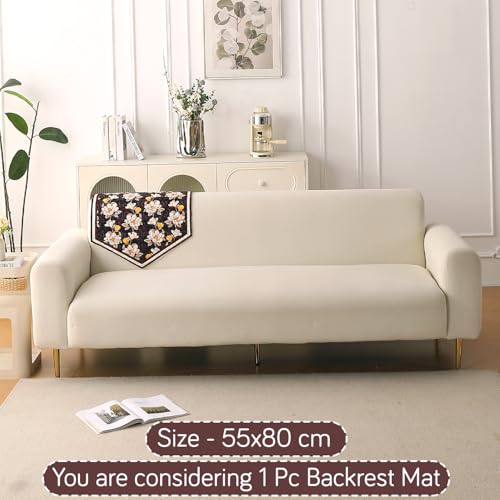 Image of HOKIPO 'Florentina Series' 1 PC Backrest Mat for Sofa Cover | Premium Multi-Needle Quilted Holland Velvet Mat with Anti Slip Backing, Camellia Brown (IN-877-V2*S)