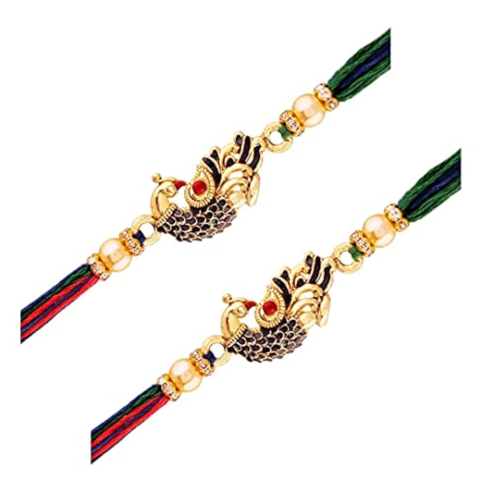 Meenakari Peacock Rakhi Set of 2, Traditional Gift