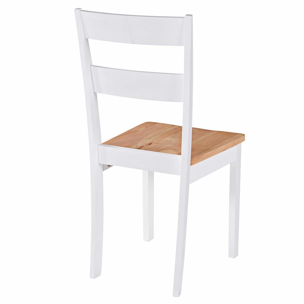 Juego de 2 sillas de comedor de madera maciza de caucho blanco