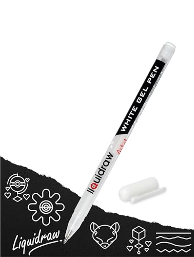 Liquidraw Stylos à encre gel blanc pour art, papier noir, pointe fine de 0,8 mm pour artistes, surlignes, dessin, écriture et croquis