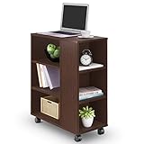 DEVAISE ベッドサイドテーブル サイドテーブル ソファーサイドテーブル 幅600*奥行300*高さ630mm コンパクトサイズ 移動便利 キャスター付き 一年保証 簡単組立 おしゃれ ダークブラウン 木目 ORABG601TD-1