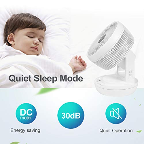 Mycarbon Quiet Air Circulator Fan Dc Motor Desk Fan Auto Oscillating Fan With Remote 8 Speeds, 3 Modes, 8H Timer Cooling Table Fan For Bedroom, Offices, Whole Room #TOP2