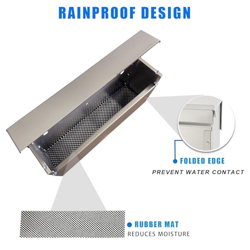 Image of Stainless Steel Wall-Mount Outdoor Mailbox with Rain Cover | Large-Capacity Mailbox for Homes, Apartments & Offices with Secure Front Access & Weather-Resistant Design, Silver