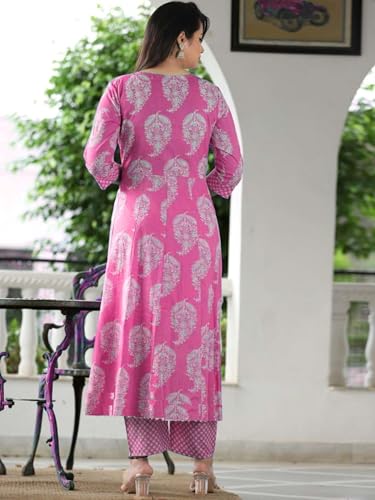 Image of PARTHVI Women's Rayon Blend Anarkali Printed Kurta with Pant & Dupatta & Dupatta