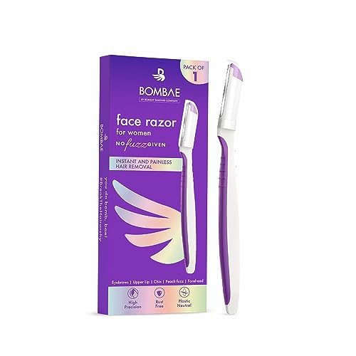 Bombae Reusable Face Razor For Women Facial Hair – 1 | Instant Glow & Painless Hair Removal | For Eyebrows, Upper Lip, Chin, Peach Fuzz, Forehead, Unibrow, Sideburns | Dermaplaning Tool | Korean Skincare For Rs. 49 @ 62 %