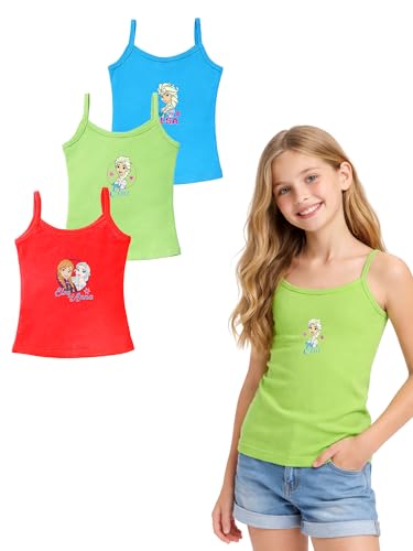 Image of BODYCARE Kids Girl's Frozen Printed Regular Fit Vest Dori Neck| 100% Cotton| Skin Friendly | Lightweight | Sleeveless Design | Pack of 3