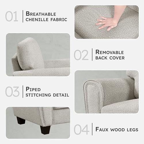 Sillón Chenille Moderno Plegable Gris miniatura 3