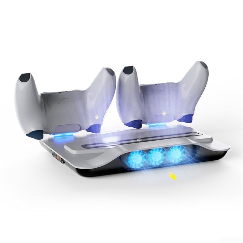 Docking station per controller PS5 ricarica efficiente con sistema di raffreddamento integrato e controlli ventola (bianco)