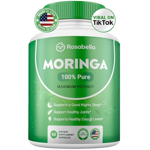Image of Rosabella Moringa Capsules - Pure Moringa Powder, Energy, Skin, Immune & Gut Health Superfood, Rich in Antioxidants, Essential Vitamins & Amino Acids, Natural Green Superfood Supplement - 60 Count