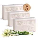 Hand & Body Soap Bars Trio - Lily of the Valley Moisturizing French Soap with Organic Shea Butter - Rich Creamy Lather - 97% Natural Ingredients - Solid Bath Cleanser Made in Provence - 3x4.4 oz