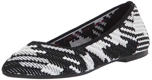 Skechers womens Cleo - Blurry Ballet Flat, Black White, 11 US