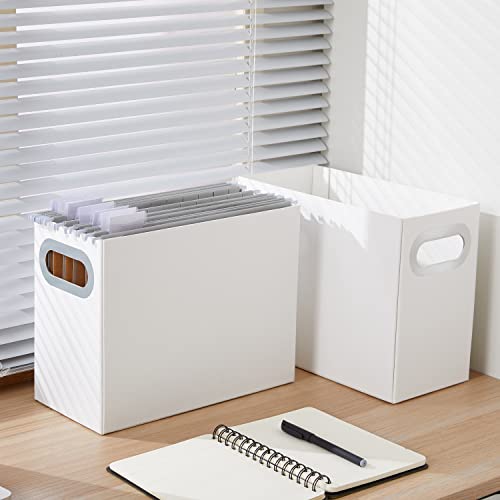 Y YOMA Pacote com 2 caixas organizadoras de arquivos penduradas com alça de papelão, caixa de arquiv