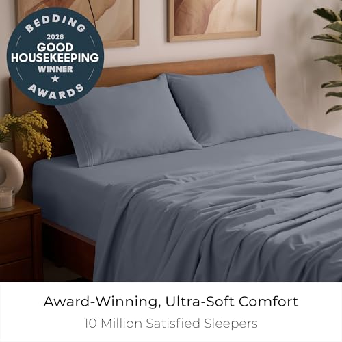 Image of Mellanni Queen Sheets Set - 4 PC Iconic Collection Bedding | Hotel Luxury, Extra Soft, Cooling Bed Sheets - Wrinkle, Fade, Stain Resistant (Queen, Mineral Gray)