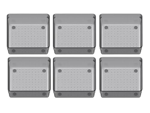 Image of mechdel Drawer Organizer Set /Bathroom and Dressing Table Trays /Cosmetic Display /Bathroom Cosmetic Organizers /Unbreakable Drawer Organizer /Drawer Divider Tray (Black, (6 x 6) -6PCS)