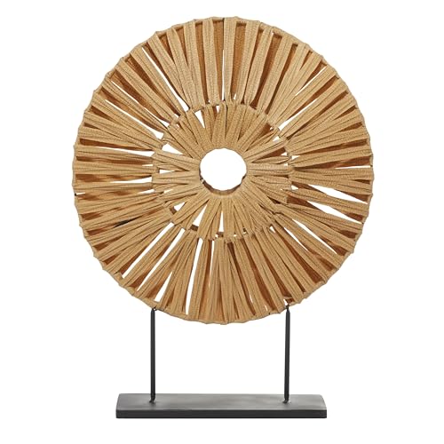 Escultura decorativa abstracta en rattan plástico marrón con base negra 29" miniatura 2