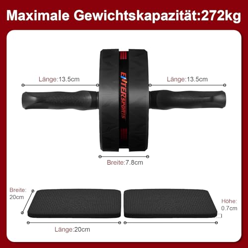 EnterSports Bauchroller, Bauchmuskeltrainer, Bauchmuskelroller mit Zwei Kniematte, Bauchrad Für Bauchmuskeltraining… – Ansicht 5