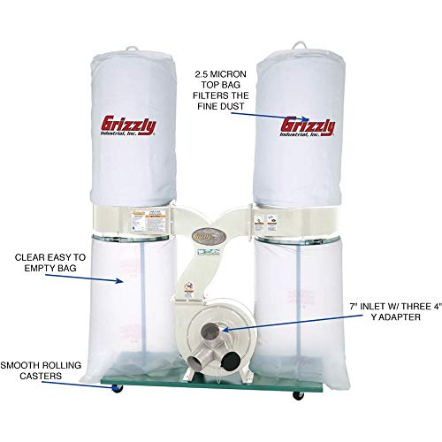 Grizzly Industrial G1030Z2P - 3 Hp Dust Collector With Aluminum Impeller #TOP2