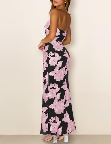 Image of MEROKEETY Women's Summer Floral Wedding Guest Cocktail Maxi Dress